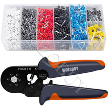 Load image into Gallery viewer, Ferrule Crimping Tool Kit, Hexagonal sawtooth Self-adjustable Ratchet Wire Terminals Crimper Kit with Wire Terminals kits
