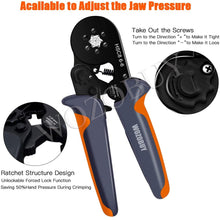 Load image into Gallery viewer, Ferrule Crimping Tool Kit, Hexagonal sawtooth Self-adjustable Ratchet Wire Terminals Crimper Kit with Wire Terminals kits
