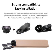 Load image into Gallery viewer, Mobile Phone External Lens Fisheye Wide Angle Macro Glass Lens 3-in-1 Lens
