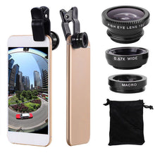 Load image into Gallery viewer, Fisheye Wide Angle Macro Acrylic Glass Lens Three in One Lens Mobile Phone External Lens
