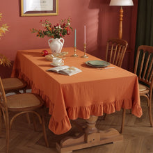 Load image into Gallery viewer, Flounce Stitching Cotton Fabric Table Cloth Washable Tablecloth for Wedding Party Dining Banquet Decoration Luxuriou Table Cover
