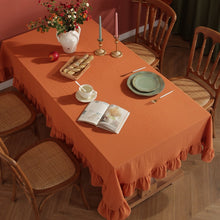 Load image into Gallery viewer, Flounce Stitching Cotton Fabric Table Cloth Washable Tablecloth for Wedding Party Dining Banquet Decoration Luxuriou Table Cover
