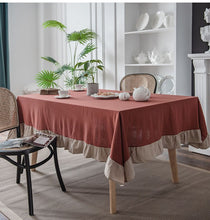 Load image into Gallery viewer, Flounce Stitching Cotton Fabric Table Cloth Washable Tablecloth for Wedding Party Dining Banquet Decoration Luxuriou Table Cover
