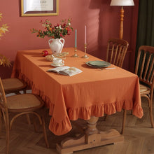 Load image into Gallery viewer, Flounce Stitching Cotton Fabric Table Cloth Washable Tablecloth for Wedding Party Dining Banquet Decoration Luxuriou Table Cover
