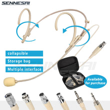 Load image into Gallery viewer, Foldable Headband Head Wearing Unidirectional Condenser Microphone for Shure Sennheiser AKG Wireless Bodypack 4Pin 3Pin TA4F 3.5
