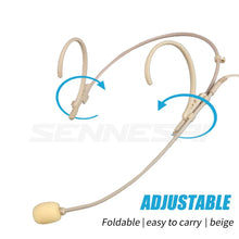 Load image into Gallery viewer, Foldable Headband Head Wearing Unidirectional Condenser Microphone for Shure Sennheiser AKG Wireless Bodypack 4Pin 3Pin TA4F 3.5
