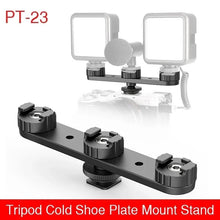 Load image into Gallery viewer, For Ulanzi PT-23 Triple Cold Shoe Bracket Mount Holder Nikon Canon Sony DSLR SLR Camera Monitor Mount Smartphone Vlog Bracket
