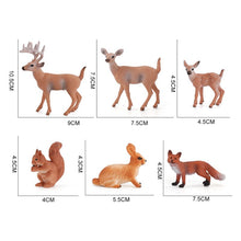 Load image into Gallery viewer, 6pcs/set Forest Animals Figures Wild Mini Animal Simulation Model Toys Deer  Fox Rabbit Squirrel Action Figure Figurines Toy for Kid Gift
