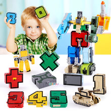 Load image into Gallery viewer, GUDI Assemble Robots Transformation Building Blocks Action Figure Car Model Deform Number Letters Alphabet Math Educational Toys
