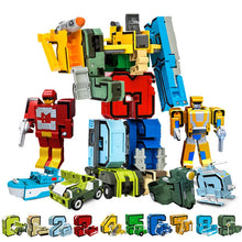 Load image into Gallery viewer, GUDI Assemble Robots Transformation Building Blocks Action Figure Car Model Deform Number Letters Alphabet Math Educational Toys
