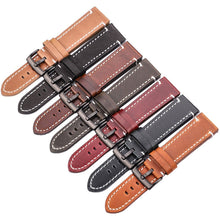 Load image into Gallery viewer, Genuine Leather Watchbands 18mm 20mm 22mm 24mm Black Dark Brown Women Men   Watch Band Strap Belt With Buckle
