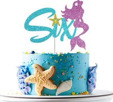 Load image into Gallery viewer, Glitter Mermaid Tail SeahorseStarfish Cake Topper Girl Birthday Party Decoration Mermaid Party Cupcake Supplies Baby Shower Deco
