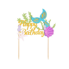 Load image into Gallery viewer, Glitter Mermaid Tail SeahorseStarfish Cake Topper Girl Birthday Party Decoration Mermaid Party Cupcake Supplies Baby Shower Deco
