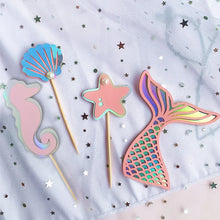 Load image into Gallery viewer, Glitter Mermaid Tail SeahorseStarfish Cake Topper Girl Birthday Party Decoration Mermaid Party Cupcake Supplies Baby Shower Deco
