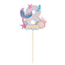 Load image into Gallery viewer, Glitter Mermaid Tail SeahorseStarfish Cake Topper Girl Birthday Party Decoration Mermaid Party Cupcake Supplies Baby Shower Deco
