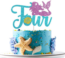 Load image into Gallery viewer, Glitter Mermaid Tail SeahorseStarfish Cake Topper Girl Birthday Party Decoration Mermaid Party Cupcake Supplies Baby Shower Deco
