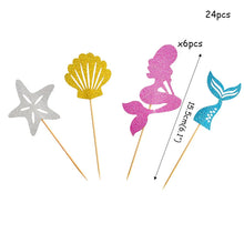 Load image into Gallery viewer, Glitter Mermaid Tail SeahorseStarfish Cake Topper Girl Birthday Party Decoration Mermaid Party Cupcake Supplies Baby Shower Deco
