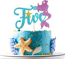 Load image into Gallery viewer, Glitter Mermaid Tail SeahorseStarfish Cake Topper Girl Birthday Party Decoration Mermaid Party Cupcake Supplies Baby Shower Deco
