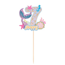 Load image into Gallery viewer, Glitter Mermaid Tail SeahorseStarfish Cake Topper Girl Birthday Party Decoration Mermaid Party Cupcake Supplies Baby Shower Deco
