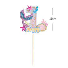 Load image into Gallery viewer, Glitter Mermaid Tail SeahorseStarfish Cake Topper Girl Birthday Party Decoration Mermaid Party Cupcake Supplies Baby Shower Deco
