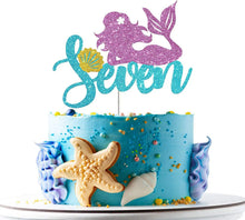 Load image into Gallery viewer, Glitter Mermaid Tail SeahorseStarfish Cake Topper Girl Birthday Party Decoration Mermaid Party Cupcake Supplies Baby Shower Deco
