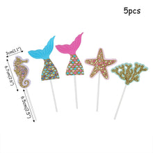 Load image into Gallery viewer, Glitter Mermaid Tail SeahorseStarfish Cake Topper Girl Birthday Party Decoration Mermaid Party Cupcake Supplies Baby Shower Deco
