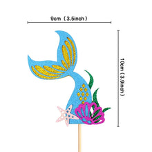 Load image into Gallery viewer, Glitter Mermaid Tail SeahorseStarfish Cake Topper Girl Birthday Party Decoration Mermaid Party Cupcake Supplies Baby Shower Deco
