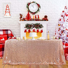 Load image into Gallery viewer, Glitter Sequin Table Cloth Rectangular Table Cover Rose Gold Tablecloth For Wedding Birthday Party Home Decoration Custom Size
