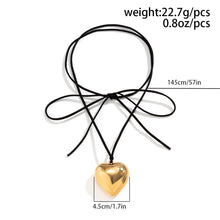 Load image into Gallery viewer, Goth Black Velvet Big Heart Pendant Choker Necklace for Women Elegant Weave Knotted Bowknot Adjustable Chain New Year Jewelry
