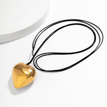 Load image into Gallery viewer, Goth Black Velvet Big Heart Pendant Choker Necklace for Women Elegant Weave Knotted Bowknot Adjustable Chain New Year Jewelry

