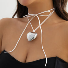 Load image into Gallery viewer, Goth Black Velvet Big Heart Pendant Choker Necklace for Women Elegant Weave Knotted Bowknot Adjustable Chain New Year Jewelry
