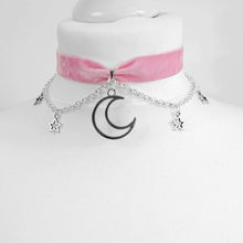Load image into Gallery viewer, Goth Dainty Chain Crescent Moon and Stars Choker Witch Necklace Silver Colour Pendant Punk Jewelry Women Gift Fashion Gothic New
