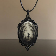 Load image into Gallery viewer, Gothic Crow Forest Charm Necklace Cross Crow Pendant Necklace Mystic Witch Jewelry Gift Accessories Rope Chain Goth Crow Choker
