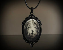 Load image into Gallery viewer, Gothic Crow Forest Charm Necklace Cross Crow Pendant Necklace Mystic Witch Jewelry Gift Accessories Rope Chain Goth Crow Choker

