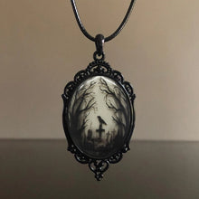 Load image into Gallery viewer, Gothic Crow Forest Charm Necklace Cross Crow Pendant Necklace Mystic Witch Jewelry Gift Accessories Rope Chain Goth Crow Choker
