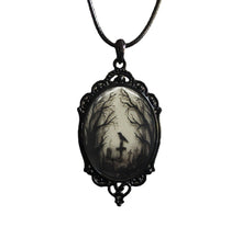 Load image into Gallery viewer, Gothic Crow Forest Charm Necklace Cross Crow Pendant Necklace Mystic Witch Jewelry Gift Accessories Rope Chain Goth Crow Choker
