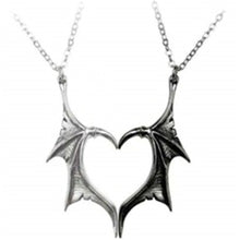 Load image into Gallery viewer, Gothic Punk Devil Wing Couple Necklace for Women Men Dragon Wing Love Heart Pendant Necklace Friendship Necklaces Family Jewelry
