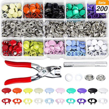 Load image into Gallery viewer, Grommets Snap Fasteners Kit 9.5mm 10 Colors Buttons Metal Press Studs Prong Ring Button for Children's  Clothing, Bib, Crafting
