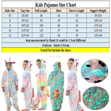 Load image into Gallery viewer, Teens Girls Unicorn Pajamas 4 6 8 10 12 Years Kids Kigurumi Pajamas Glow in the Dark Unicorn Onesie Kigurumi Kids
