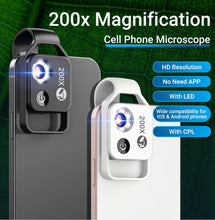 Load image into Gallery viewer, APEXEL 200X digital microscope lens with CPL mobile LED Light guide micro pocket macro lenses for iPhone Samsung all smartphones
