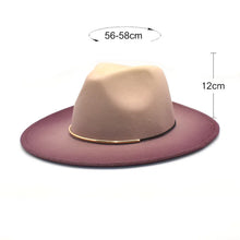 Load image into Gallery viewer, Gradient Large Brim Wool Vintage Felt Fedora Panama Hats Men Women Gentleman Elegant Gradient Rose for Lady Winter Autumn Caps
