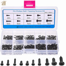 Load image into Gallery viewer, 500/1000pcs/set M1 M1.2 M1.4 M1.7 Mix Pa Phillips Head Micro Screws Round Head Self-tapping Electronic Small Wood Screws Kit
