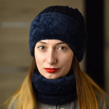 Load image into Gallery viewer, Unisex Plush Fleece Lined Winter Hat Thicken Warm Knitted Suit Set Soft Stretch Winter Hats For Men Women Leisure Beanie Cap
