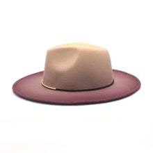 Load image into Gallery viewer, Gradient Large Brim Wool Vintage Felt Fedora Panama Hats Men Women Gentleman Elegant Gradient Rose for Lady Winter Autumn Caps
