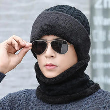 Load image into Gallery viewer, Unisex Plush Fleece Lined Winter Hat Thicken Warm Knitted Suit Set Soft Stretch Winter Hats For Men Women Leisure Beanie Cap
