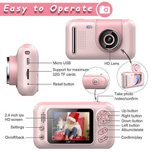 Load image into Gallery viewer, Handheld Camera Kids Camera Tripod 2.4‘’ HD Screen Children Digital Camera Video Recorder Toys for Kids Baby Girl Birthday Gift
