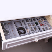 Load image into Gallery viewer, Handmade DIY Jewelry Box Drawer Storage Organizer Gray Soft Velvet Jewellery Earring Necklace Pendant Bracelet Tray 9 Options
