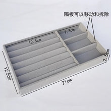 Load image into Gallery viewer, Handmade DIY Jewelry Box Drawer Storage Organizer Gray Soft Velvet Jewellery Earring Necklace Pendant Bracelet Tray 9 Options
