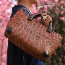 Load image into Gallery viewer, Handmade straw bag retro rattan straw woven handy beach bag simple art weaving bag
