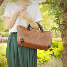 Load image into Gallery viewer, Handmade straw bag retro rattan straw woven handy beach bag simple art weaving bag
